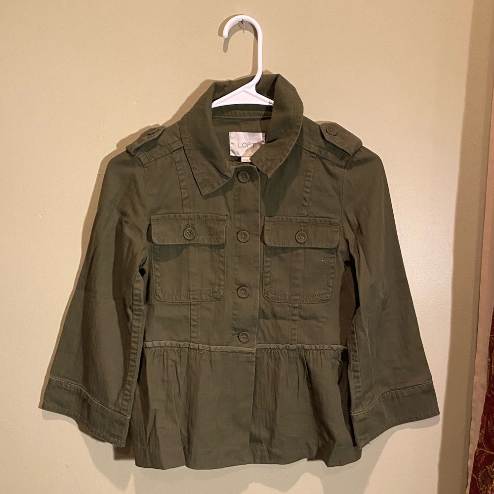 LOFT Olive Military Peplum Jacket